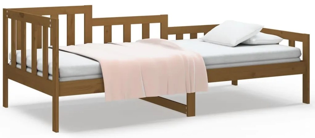 820734 vidaXL Дневно легло, меденокафяво, борово дърво масив, 90x190 см