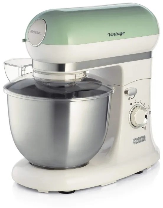 Планетарен миксер Ariete VINTAGE 1588/04, 2400W, 5.5 л, 7 скорости, Пулс, Ретро дизайн, Неплъзгащи се крачета, Бял/Зелен