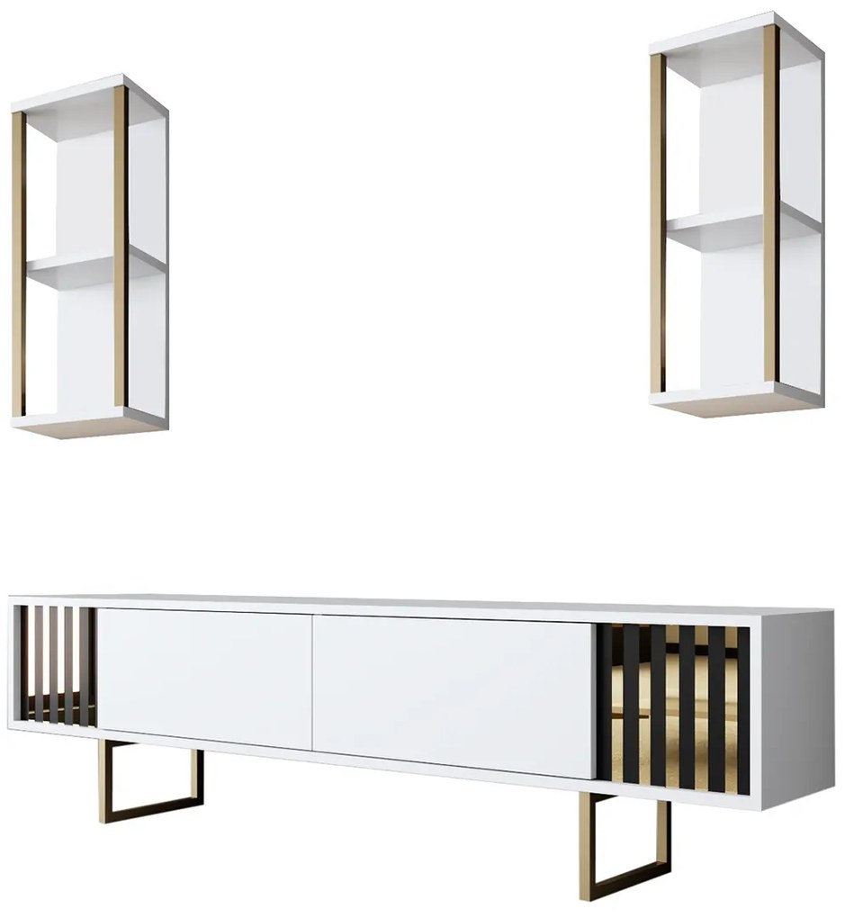 ТВ шкаф Gold, цвят Бял Черен