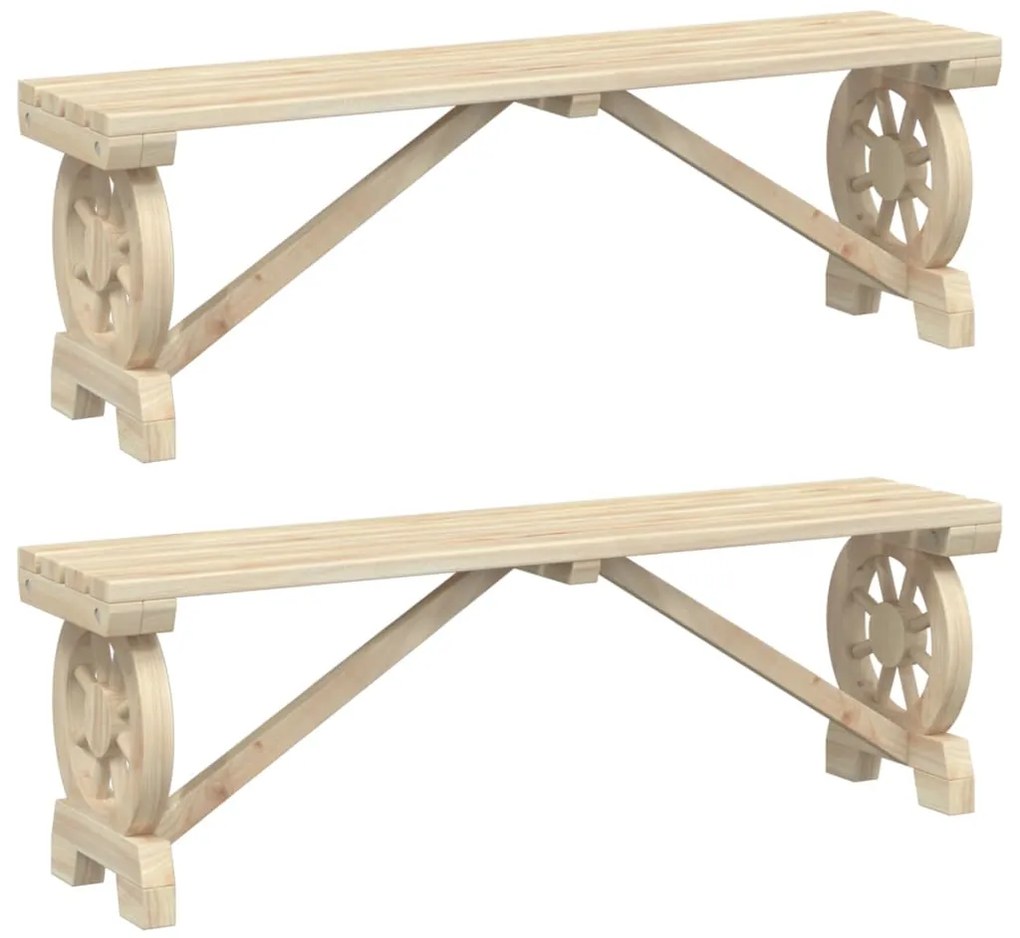 3207135 vidaXL Градински пейки, 2 бр, масивна ела