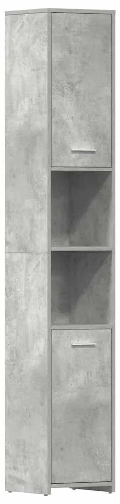 802601 vidaXL Шкаф за баня, бетонно сив, 30x30x183,5 см, инженерно дърво