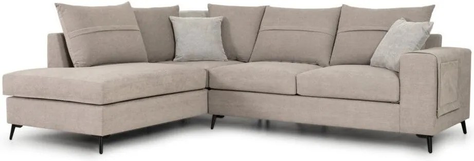 Ъглов диван Hannah-Бежово-Ляво