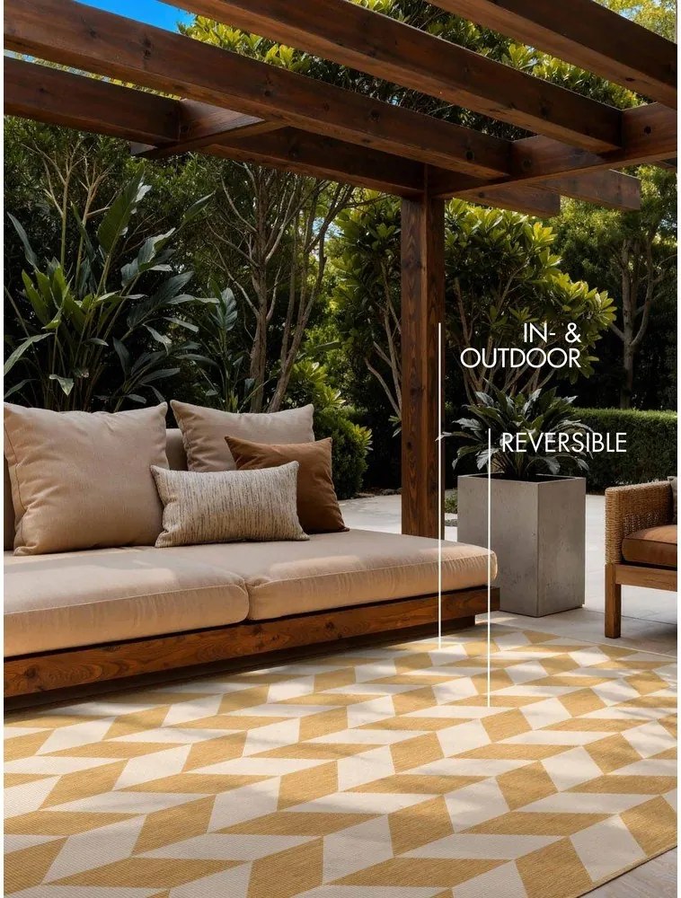 Килим за открито и закрито в цвят жълта охра/кремав 120x170 cm Haringey Terrick – Ted Baker