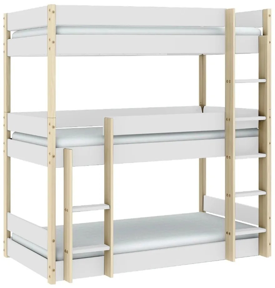 Двуетажно детско легло в бял и естествен цвят 90x190 cm Valka – Marckeric