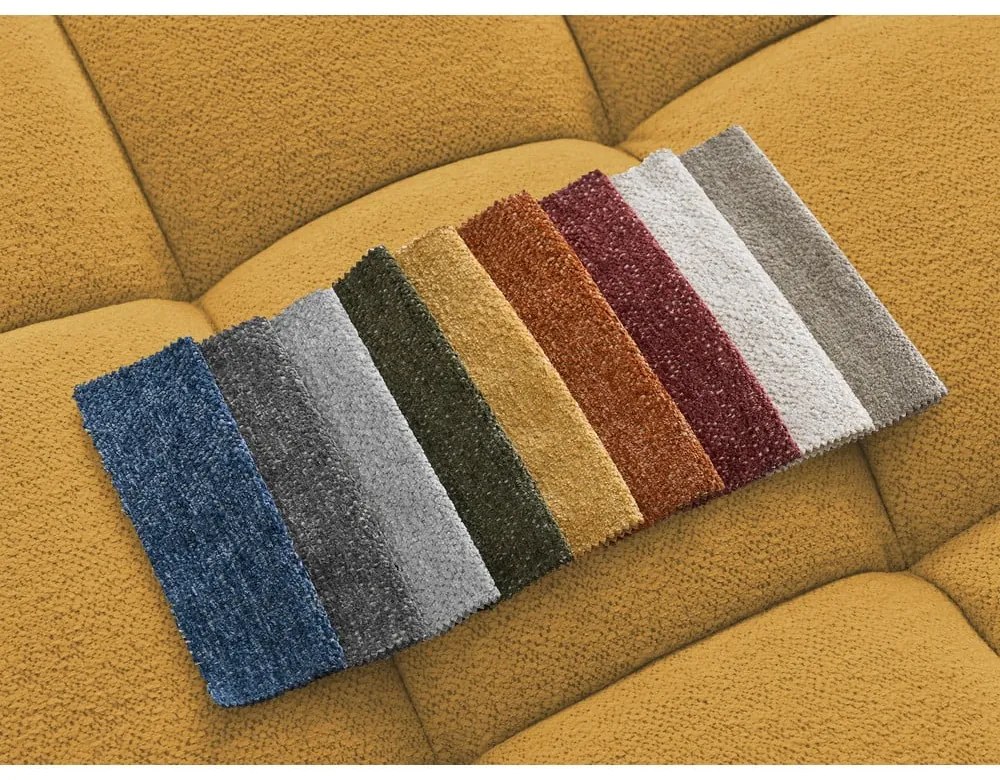 Шенилов сгъваем/с място за съхранение ъглов диван в цвят горчица (десен ъгъл) Everest – Bobochic Paris