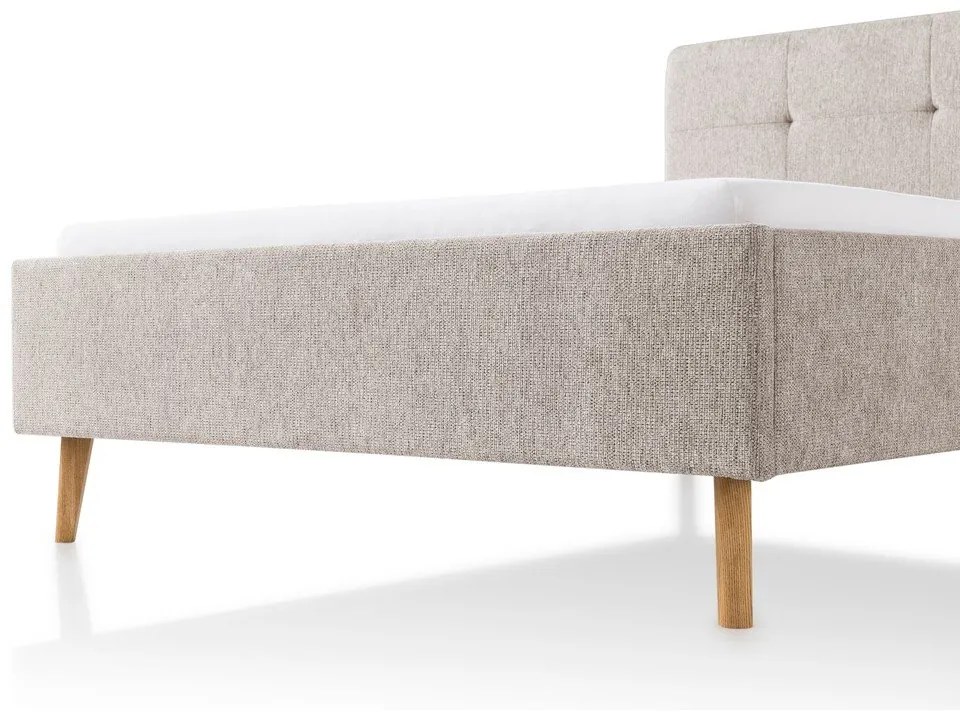 Сиво/кафяво двойно легло 140x200 cm тапицирано без ламелно дъно Smart – Meise Möbel