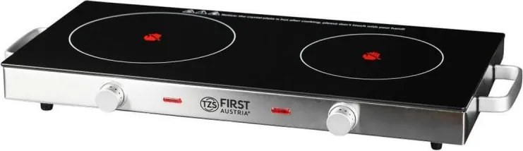 Разопакован: Двоен инфрачервен котлон FIRST FA-5096-7, 2800W, До 300C, Термостат, Стъклокерамика, Черен/инокс