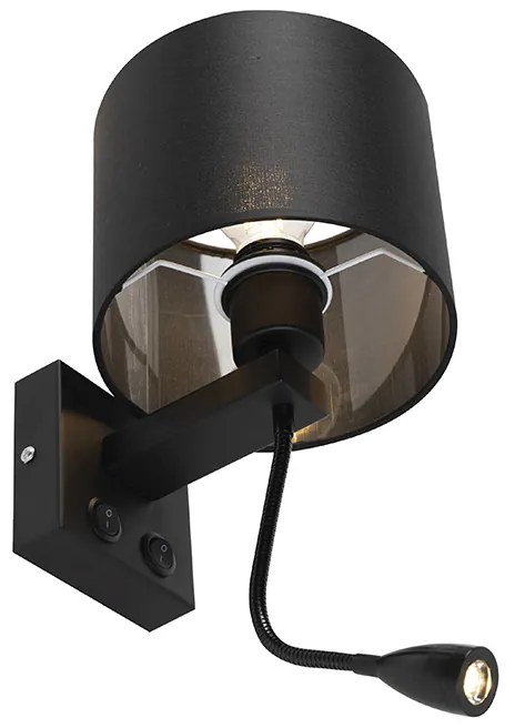 Модерна стенна лампа черна с черен абажур - Brescia