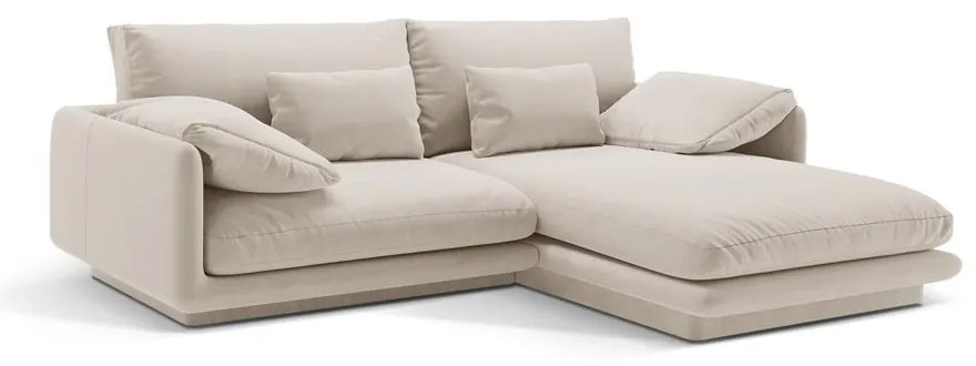 Бял кадифен ъглов диван (десен ъгъл) Torino – Micadoni