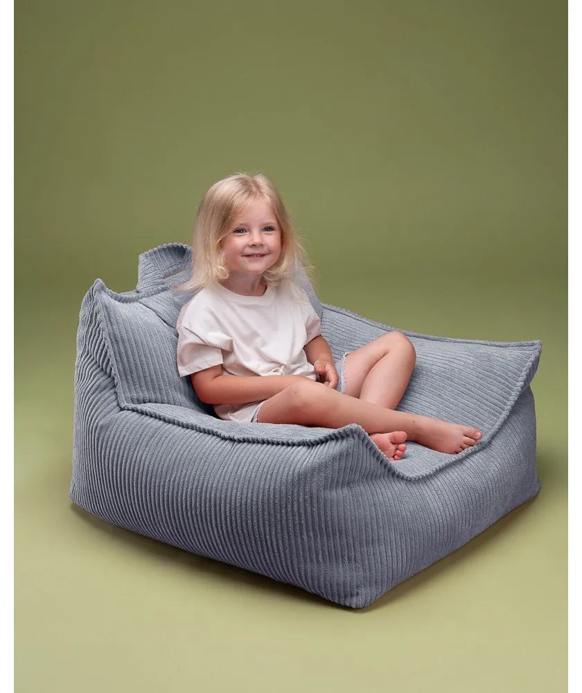 Син детски пуф от рипсено кадифе Chair – Wigiwama