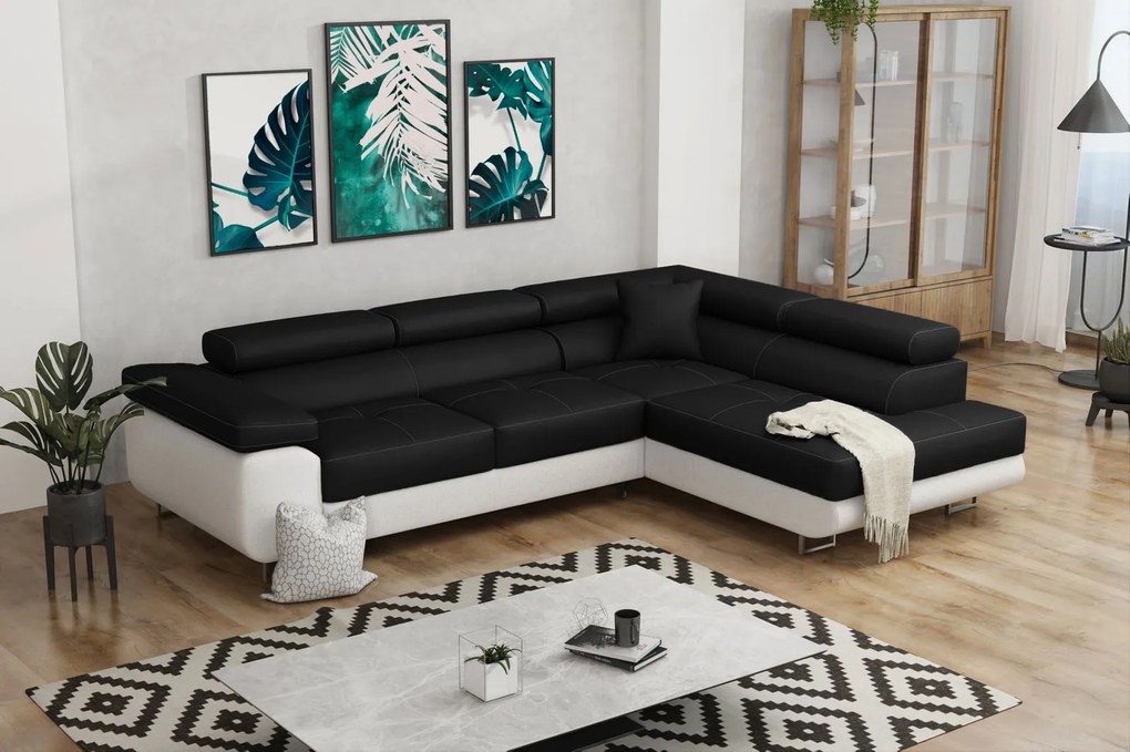 Ъгъл диван Antony-Right-White - Black