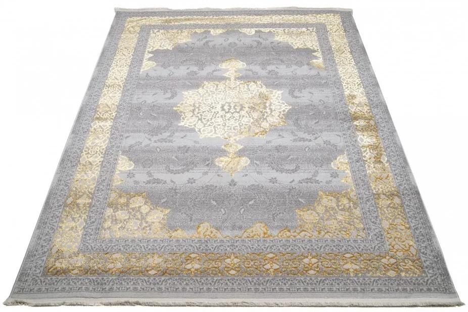 Ексклузивен сив килим със златиста ориенталска шарка Ширина: 120 см | Дължина: 170 см