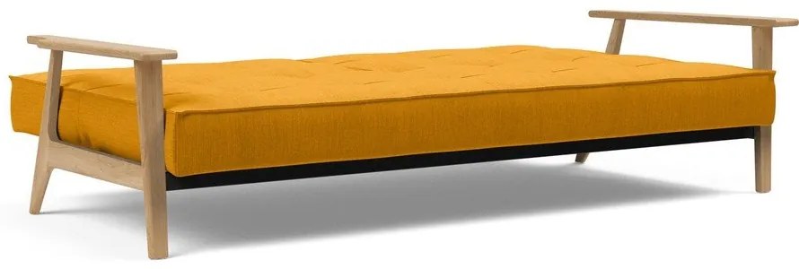 Оранжев разтегателен диван с дървени подлакътници Splitback - Innovation