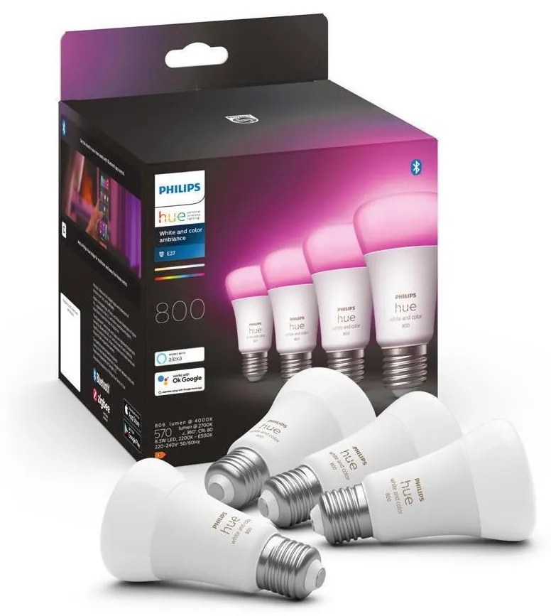 К-кт 4 бр. LED димируеми крушки Philips Hue WACA E27/6,5W/230V 2000-6500K