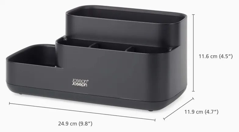 Органайзер за баня Joseph Joseph EasyStore 70600, 5 отделения, 24.9х12 см, Неплъзгаща се основа, Черен