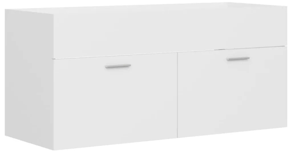 804674 vidaXL Долен шкаф за мивка, бял, 100x38,5x46 см, инженерно дърво