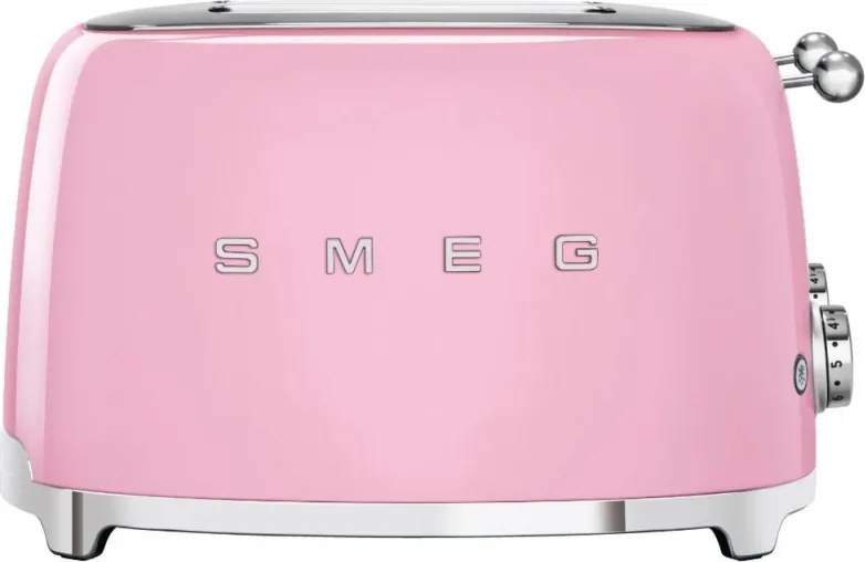 Тостер за хляб SMEG 50's Style TSF03PKEU, 2000W, 4 филии, 6 нива, Тавичка за трохи, Вграден кабел, Неръждаема стомана, Розов