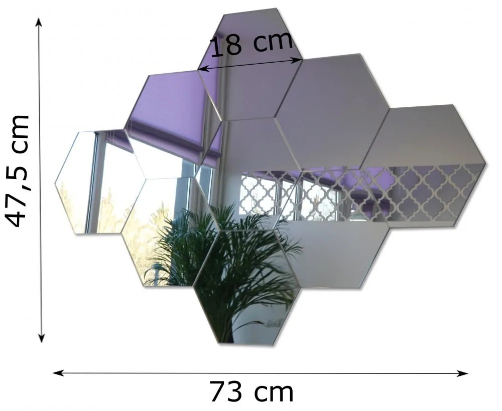 Декоративно огледало за стена, комплект от шестоъгълници
