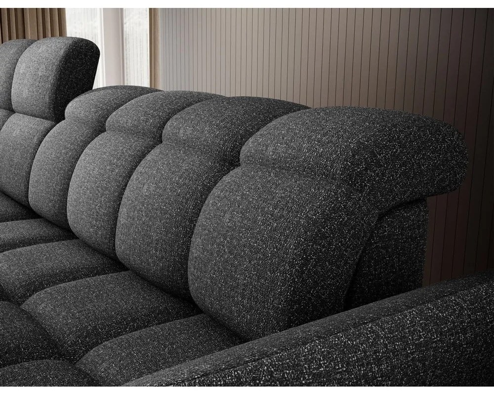 Тъмносив кадифен сгъваем/с място за съхранение ъглов диван (ляв ъгъл) Beneth – ELTAP