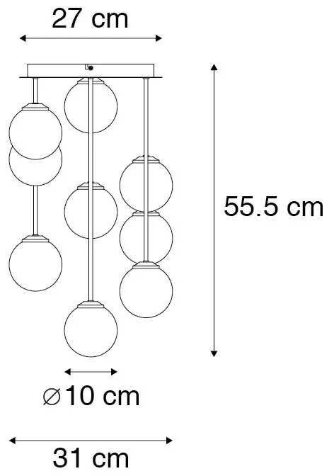 Смарт плафон златен с димно стъкло 9 лампи вкл. 9 Wifi G9 - Атина