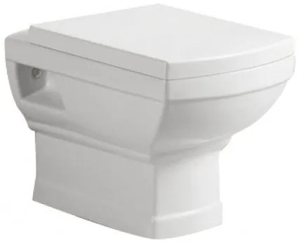 Конзолна тоалетна чиния ICC 5137, седалка и капак, порцелан, бял, 51x37x37см