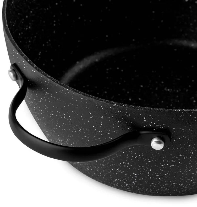 Тенджера Luigi Ferrero Symphony FR-2410, 24x11.5 см, 4.3 л, Незалепващо покритие, Стъклен капак с отвор за пара, Стоманени дръжки с PVD, Индукция, Черен мрамор