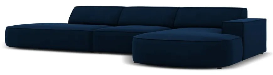 Ъглов диван от синьо кадифе (десен ъгъл) Jodie - Micadoni Home