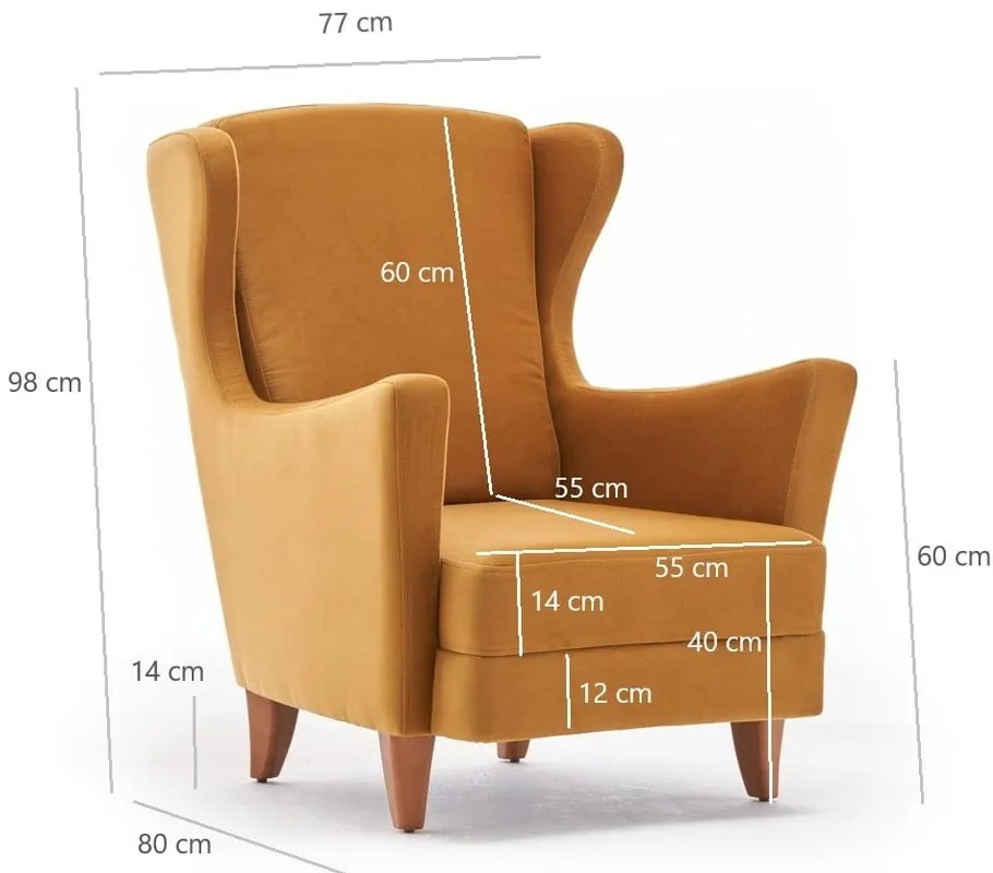 Жълт фотьойл Lola Brejer - Artie