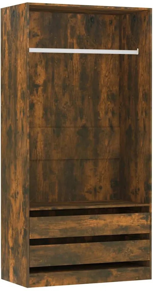 815345 vidaXL Гардероб, опушен дъб, 100x50x200 см, инженерно дърво