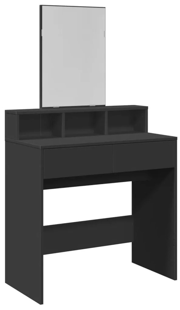 848172 vidaXL Тоалетка с огледало, черна, 80x41x144,5 см