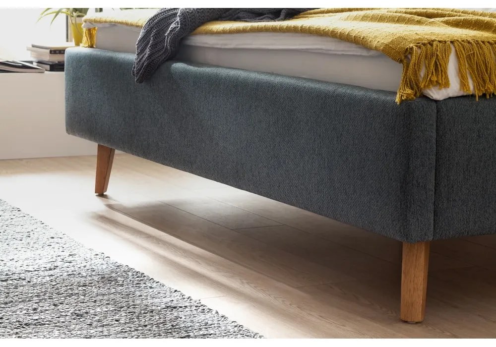 Зелено/синьо двойно легло 160x200 cm тапицирано с място за съхранение с включена подматрачна рамка Frieda – Meise Möbel