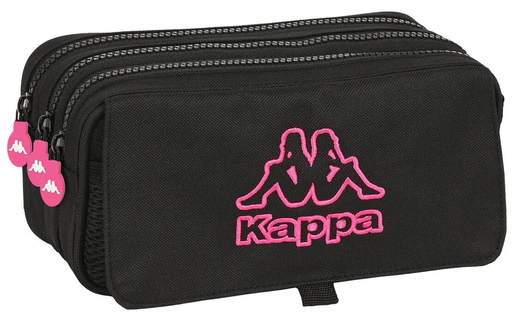 Троен Моливник Kappa Black and pink Черен (21,5 x 10 x 8 cm)