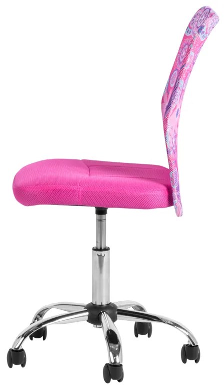Детски стол Carmen 7022-1 LUX, До 70 кг, Мрежа, Хромирана основа, Розов/хром