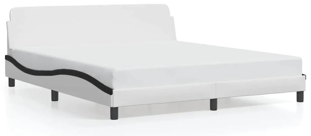 373244 vidaXL Рамка за легло Dover, бяла, черна, 180x200см, изкуствена кожа