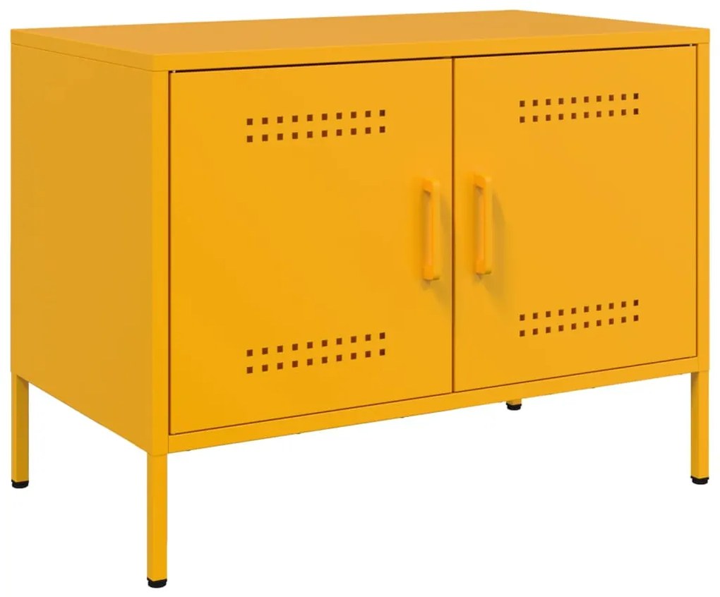 842940 vidaXL ТВ шкаф, горчица жълто, 68x39x50,5 см, стомана