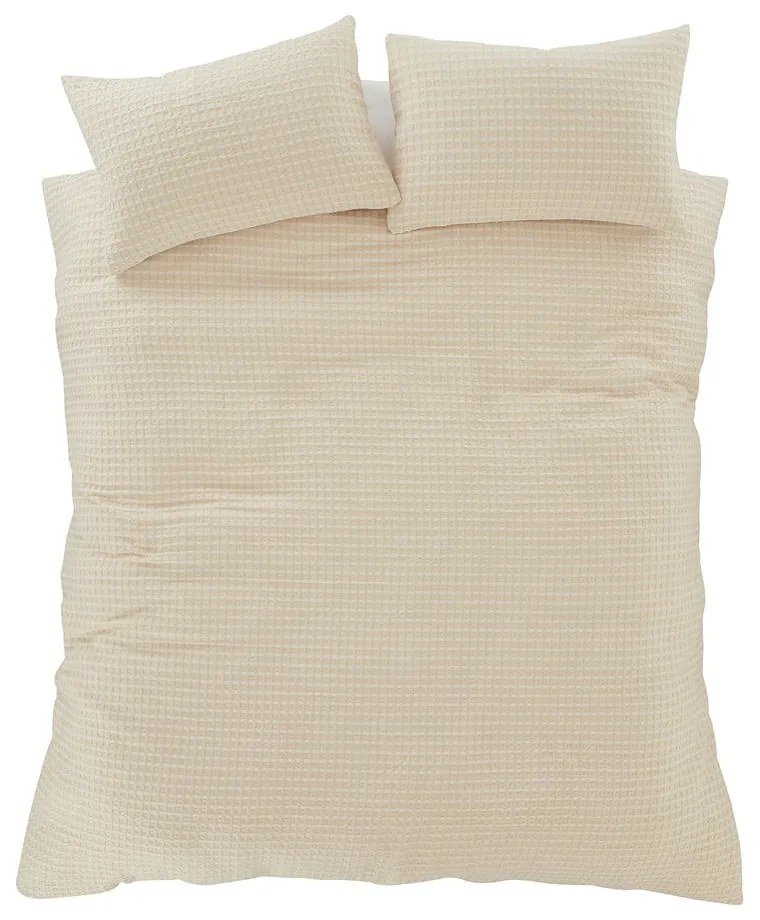 Бежово двойно удължено спално бельо 230x220 cm Muscat Waffle – Pineapple Elephant