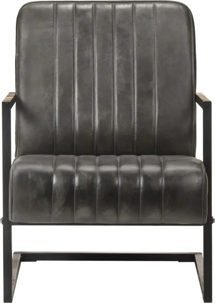 321858 vidaXL Конзолен фотьойл, състарено сиво, естествена кожа