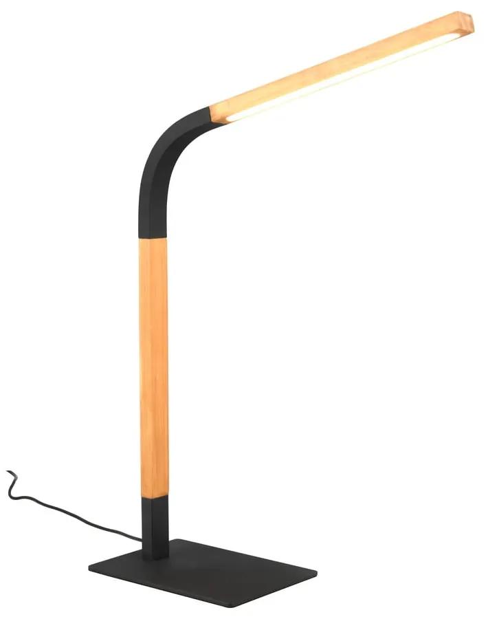 LED настолна лампа с възможност за димиране в черен и естествен цвят с дървен абажур (височина 73,5 см) Norris - Trio