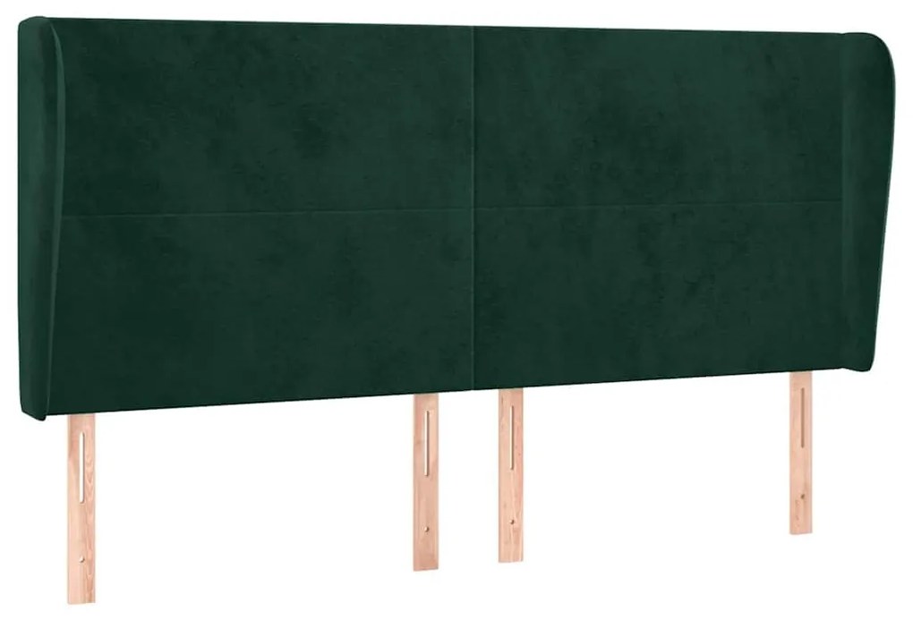 3117733 vidaXL Горна табла за легло с уши, тъмносива, 163x23x118/128 см кадифе