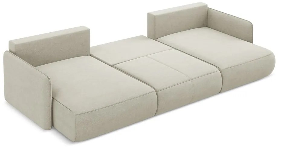 Кремав разтегателен ъглов диван с място за съхранение Nanea – Makamii