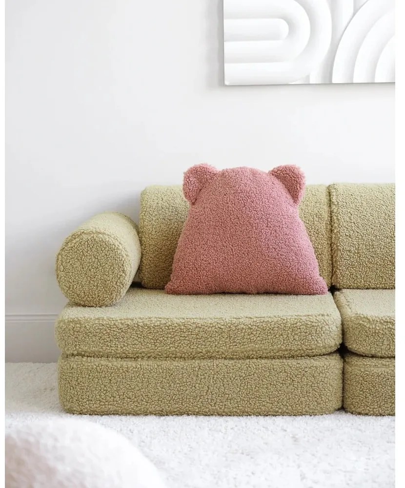 Розова детска възглавница за диван от букле Bear – Wigiwama