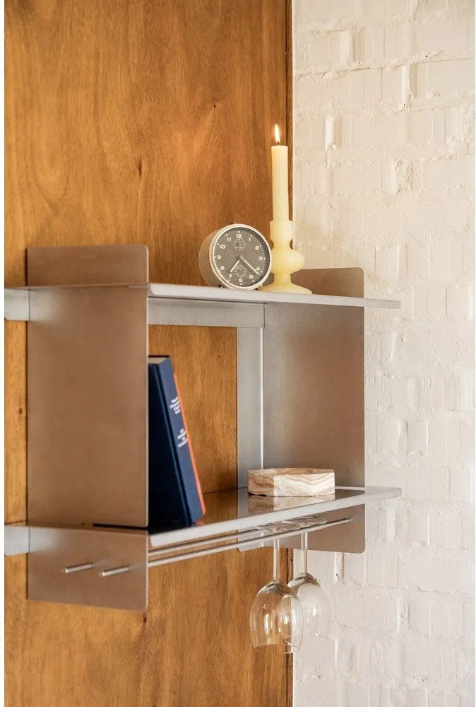 На няколко нива метален стенен рафт в сребрист цвят 70 cm Tivo – noo.ma