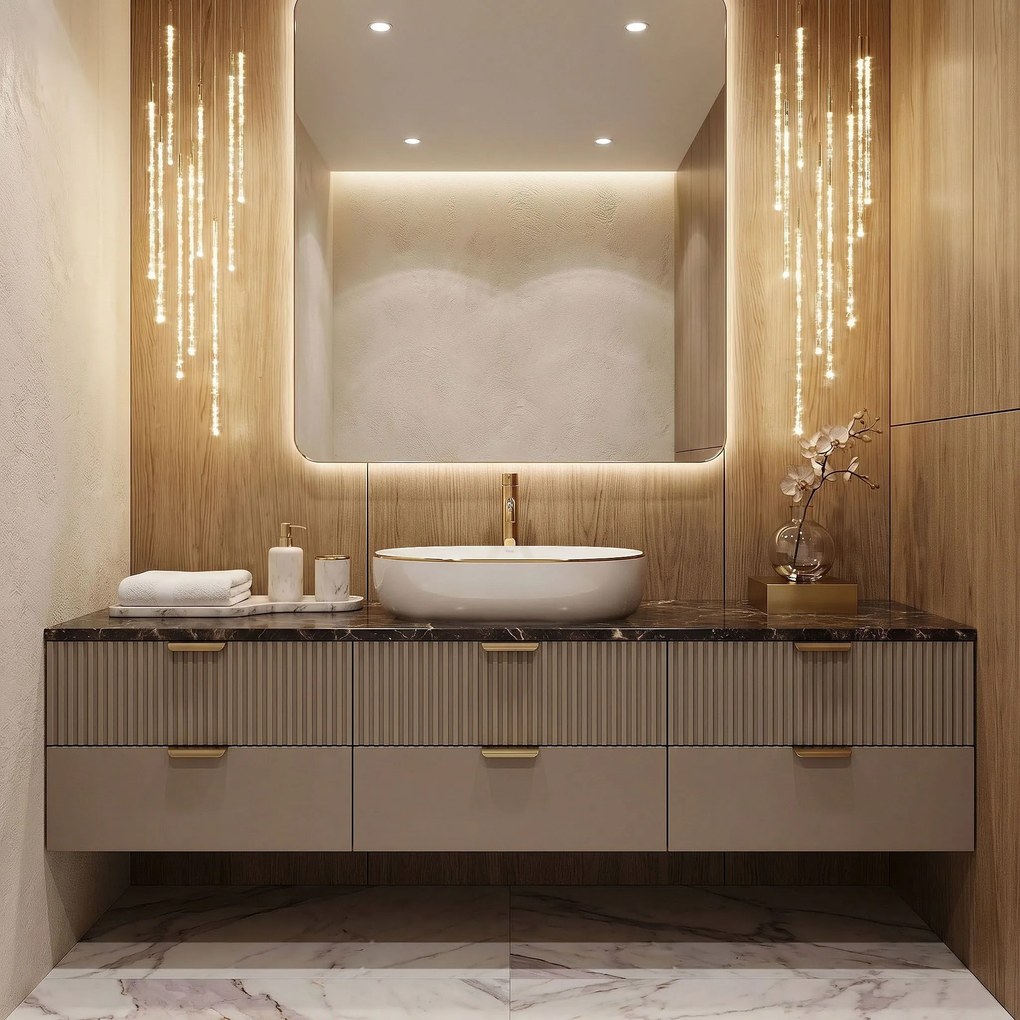 Умивалник за плот Rea CLEO White Gold Edge