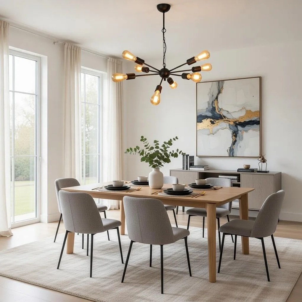 Полилей КРОС, черен, 8xE27