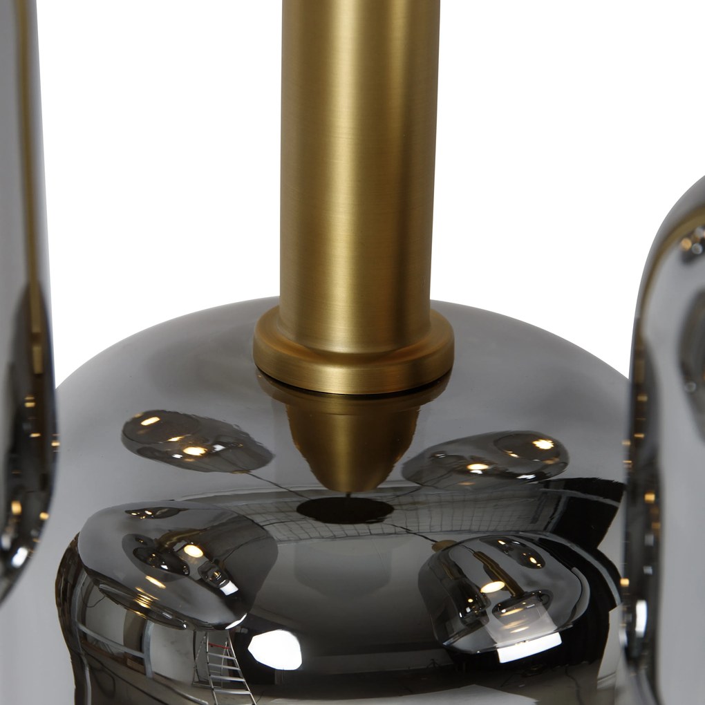 Висяща лампа черна със златно и димно стъкло, включваща 5 PUCC - Zuzanna