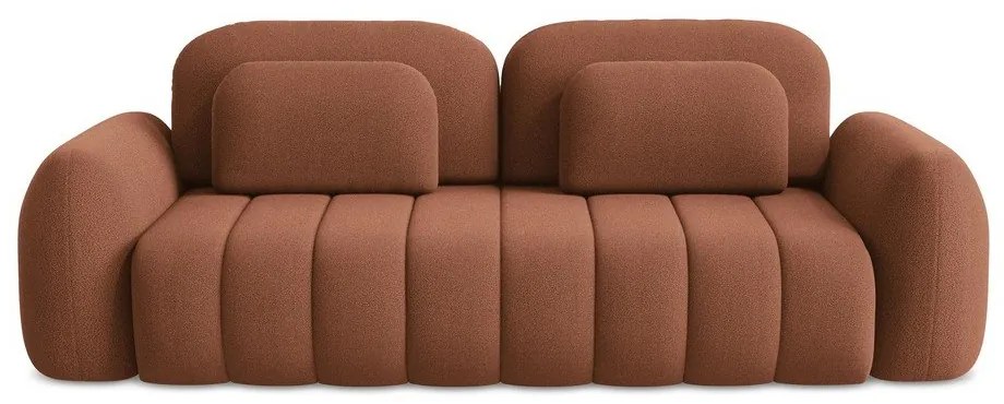 Теракотен разтегателен диван с място за съхранение от букле 266 cm Pele – Makamii