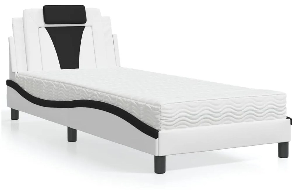 3208760 vidaXL Легло Viana без матрак, бяло и черно, 80x200 см, изкуствена кожа