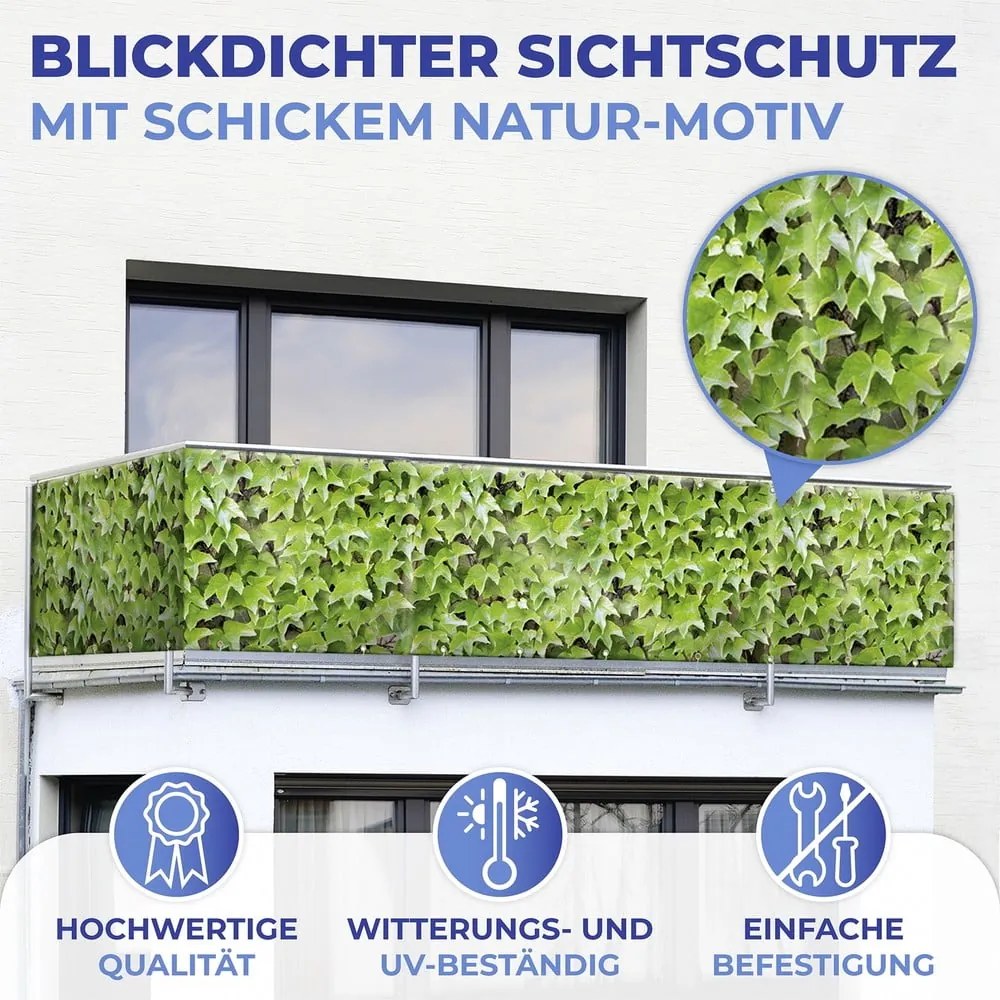 Зелен пластмасов балконски параван 500x85 cm Wilder Wein – Maximex