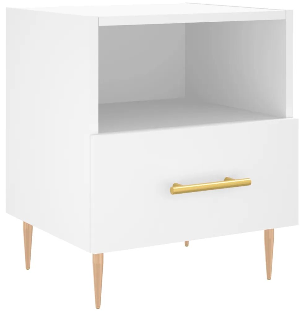 827404 vidaXL Нощно шкафче, бяло, 40x35x47,5 см, инженерно дърво