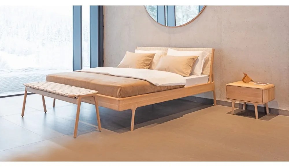 Пейка в бял/естествен цвят Klupa - Gazzda